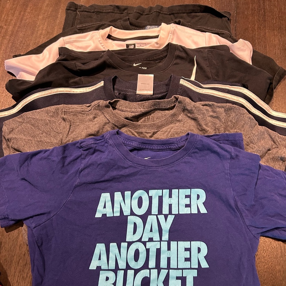 7 shirts! Nike, Adidas, UA, Polo, new balance all 10-12